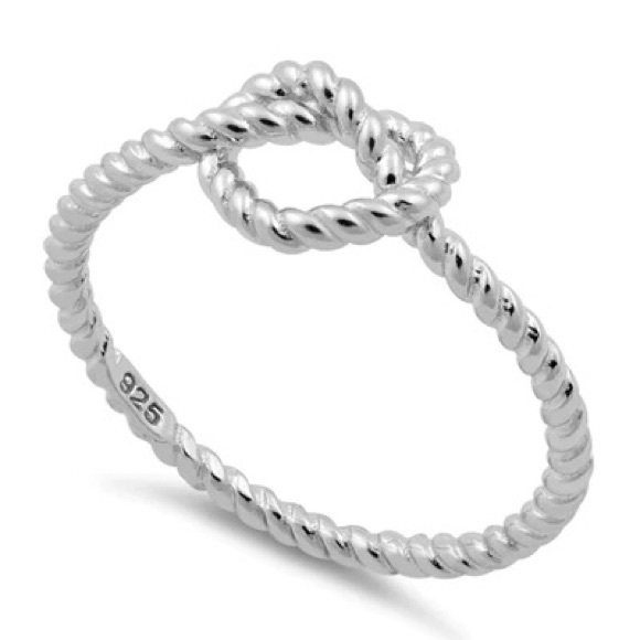 Sterling Silver Rope Heart Knot Shape Ring - Picture 2 of 4